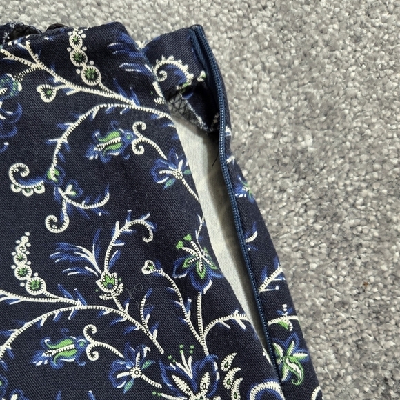 Vintage Talbots Black Blue Floral Paisley Pants Stretch Side Zipper - Picture 6 of 10
